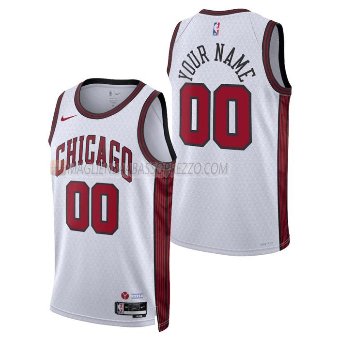 maglia custom chicago bulls di uomo city edition 2023 bianco