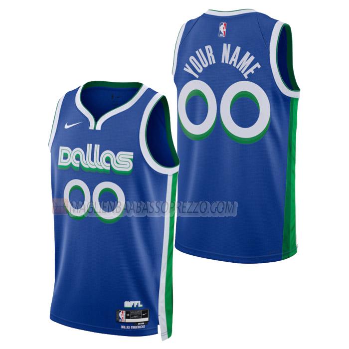 maglia custom dallas mavericks di uomo city edition 2023 blu