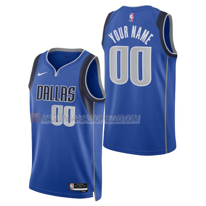 maglia custom dallas mavericks di uomo icon edition 2023 blu