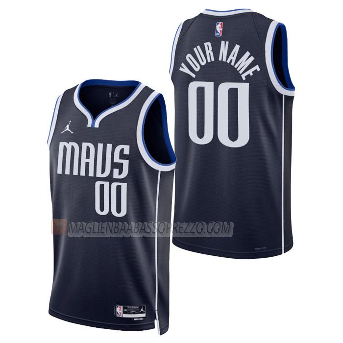 maglia custom dallas mavericks di uomo statement edition 2023 blu navy