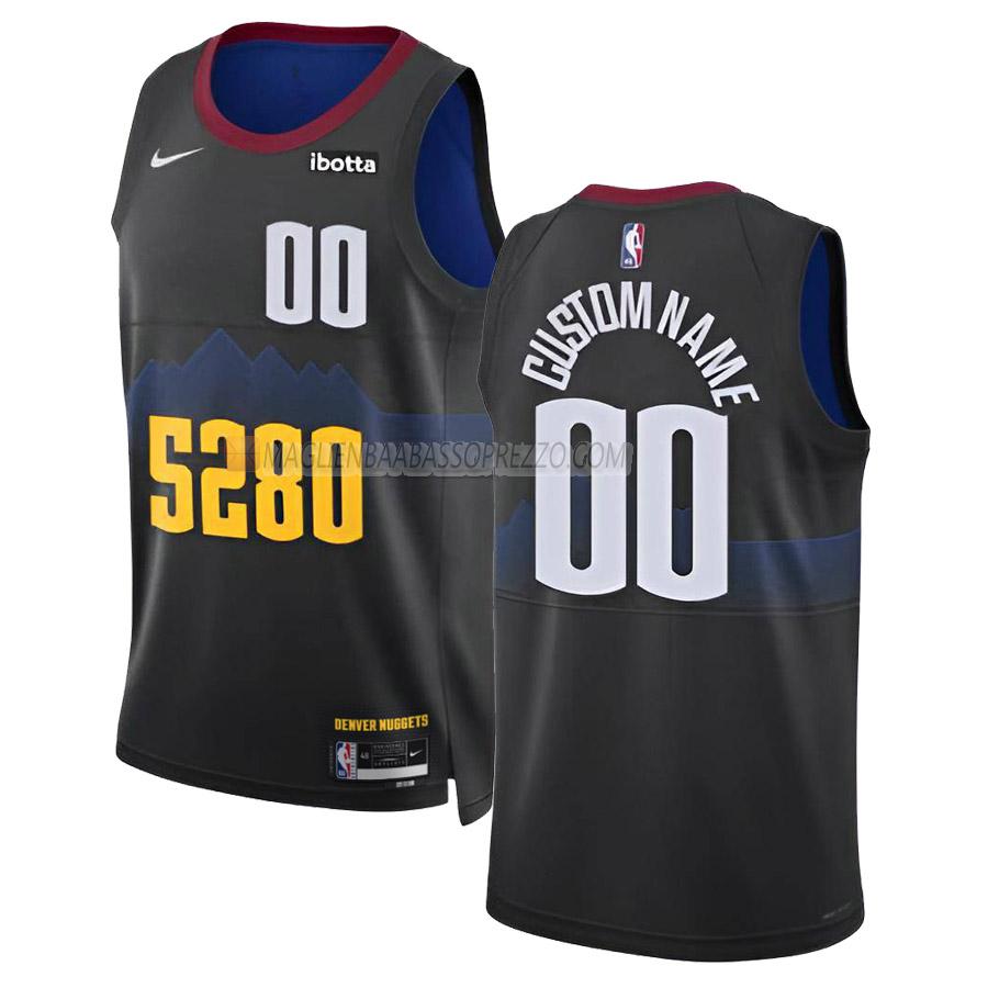 maglia custom denver nuggets di 0 uomo city edition 2023-24 nero