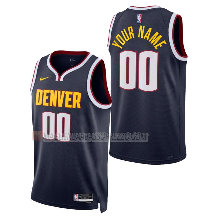 maglia custom denver nuggets di uomo icon edition 2023 blu navy