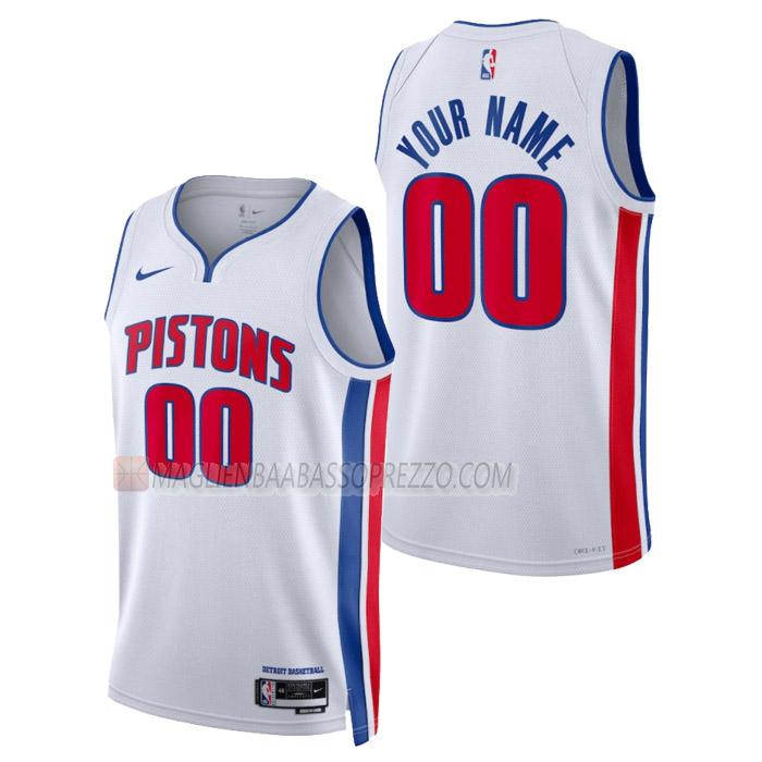 maglia custom detroit pistons di uomo association edition 2023 bianco