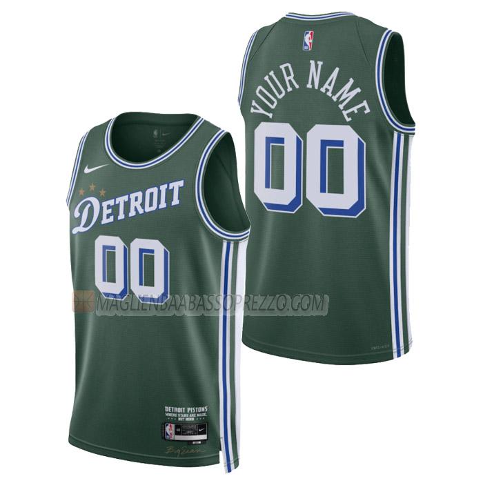 maglia custom detroit pistons di uomo city edition 2023 verde