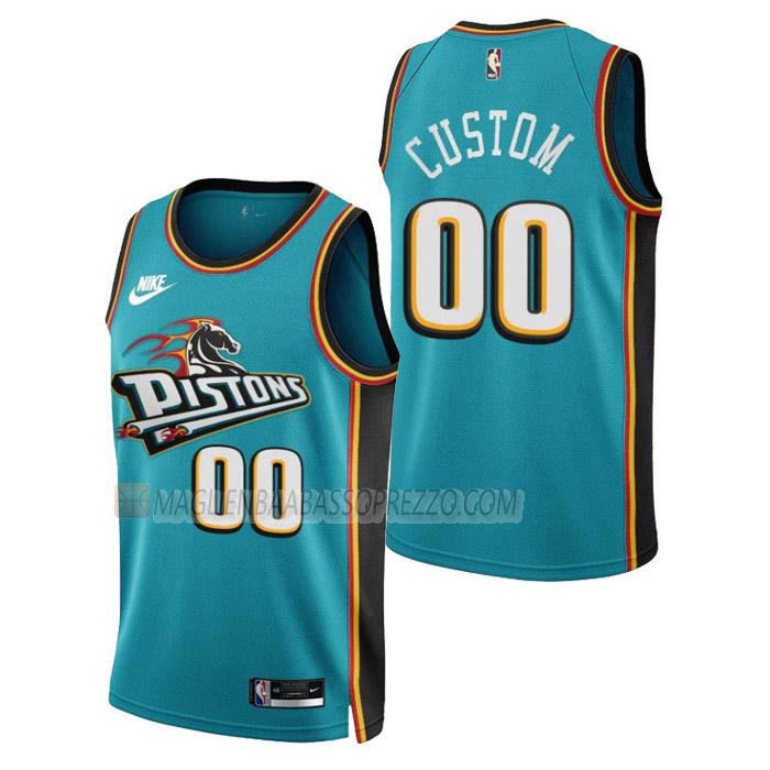 maglia custom detroit pistons di uomo classic edition 2023 verde