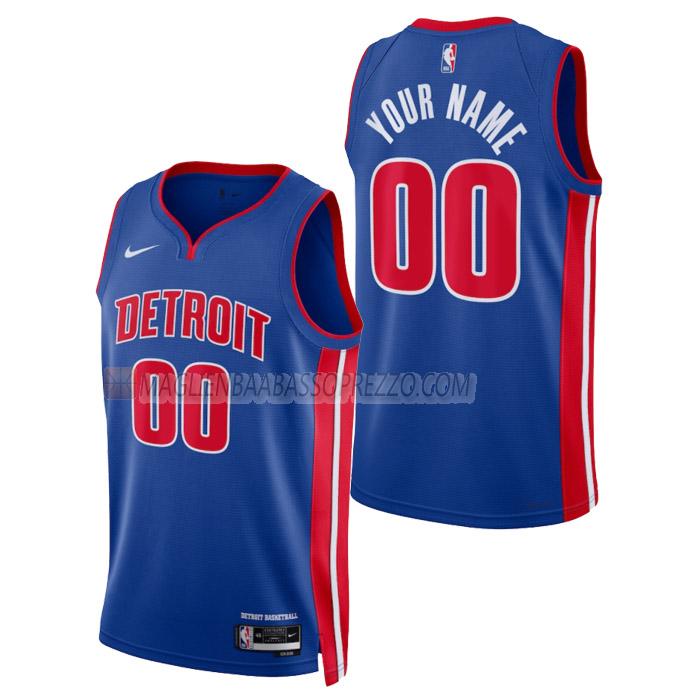 maglia custom detroit pistons di uomo icon edition 2023 blu