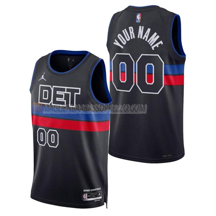 maglia custom detroit pistons di uomo statement edition 2023 nero