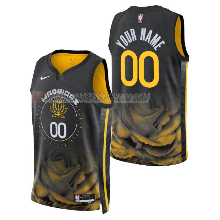 maglia custom golden state warriors di uomo city edition 2023 nero