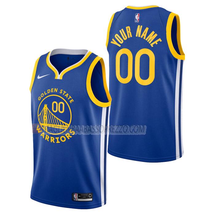 maglia custom golden state warriors di uomo icon edition 2023 blu