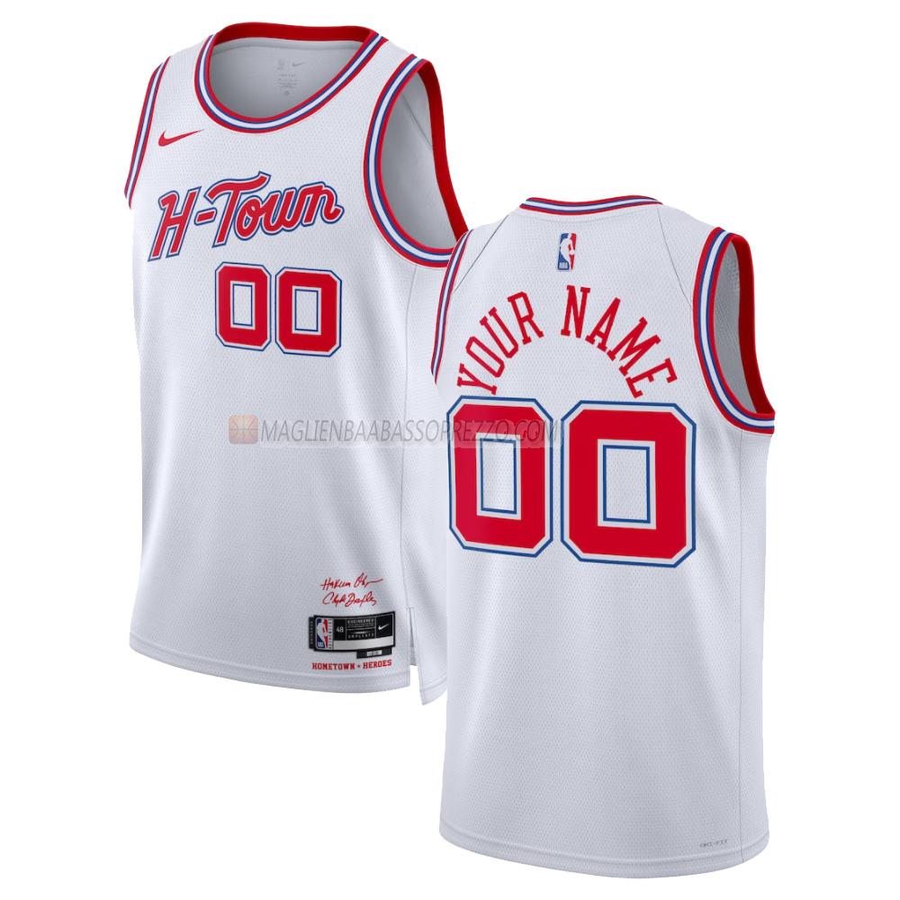 maglia custom houston rockets di 0 uomo city edition 2023-24 bianco