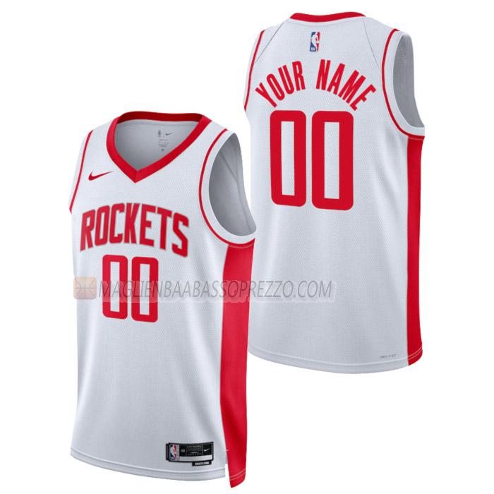 maglia custom houston rockets di uomo association edition 2023 bianco