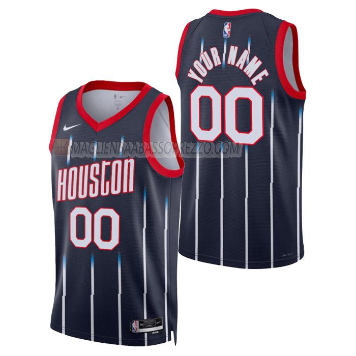 maglia custom houston rockets di uomo city edition 2023 blu navy