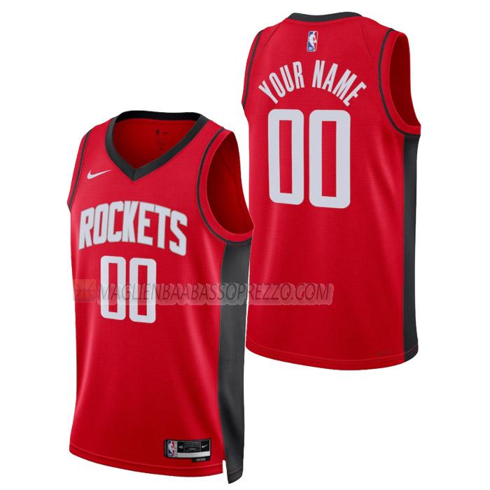 maglia custom houston rockets di uomo icon edition 2023 rosso