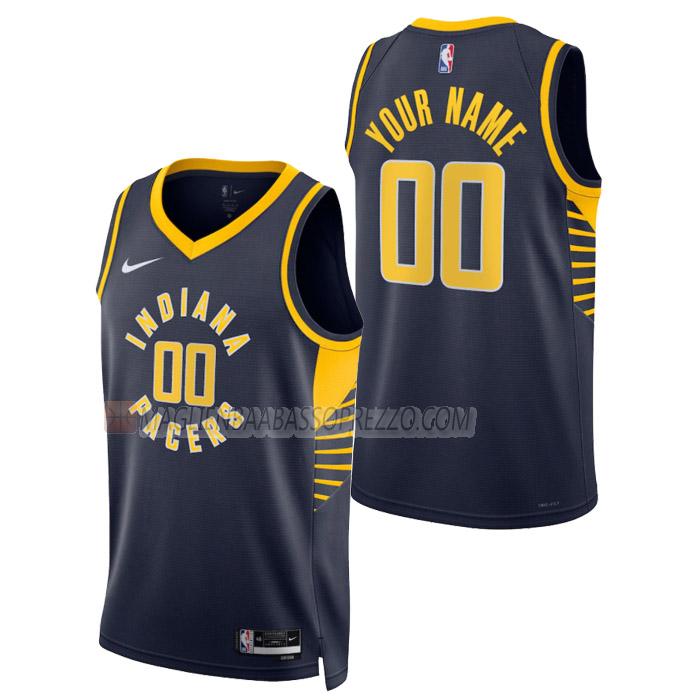 maglia custom indiana pacers di uomo icon edition 2023 blu navy