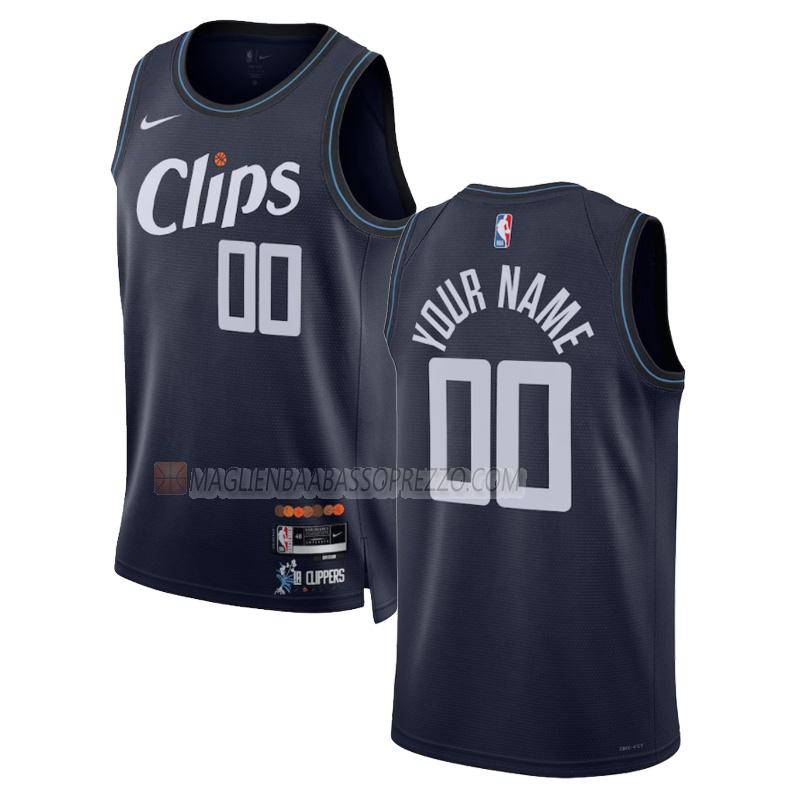 maglia custom los angeles clippers di 0 uomo city edition 2023-24 blu navy