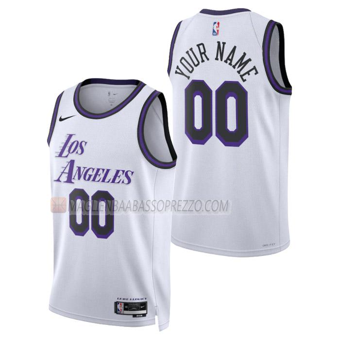 maglia custom los angeles lakers di uomo city edition 2023 bianco