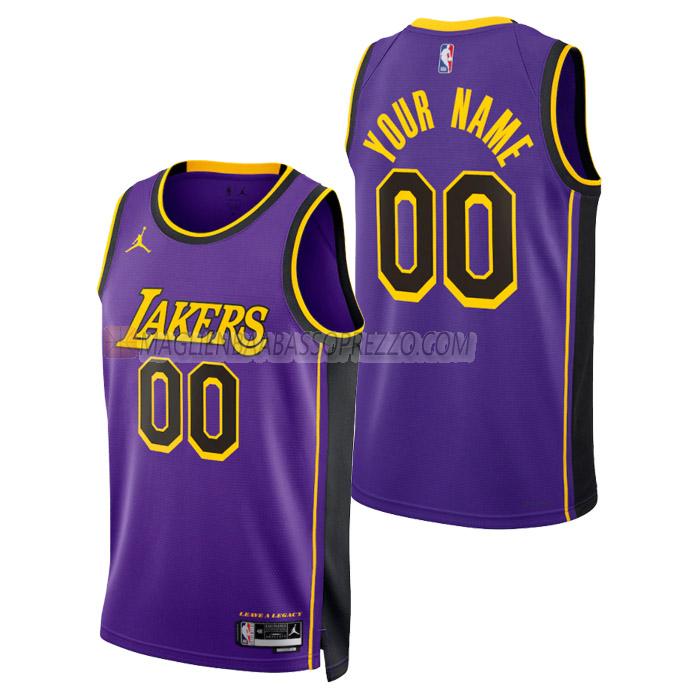 maglia custom los angeles lakers di uomo statement edition 2023 porpora