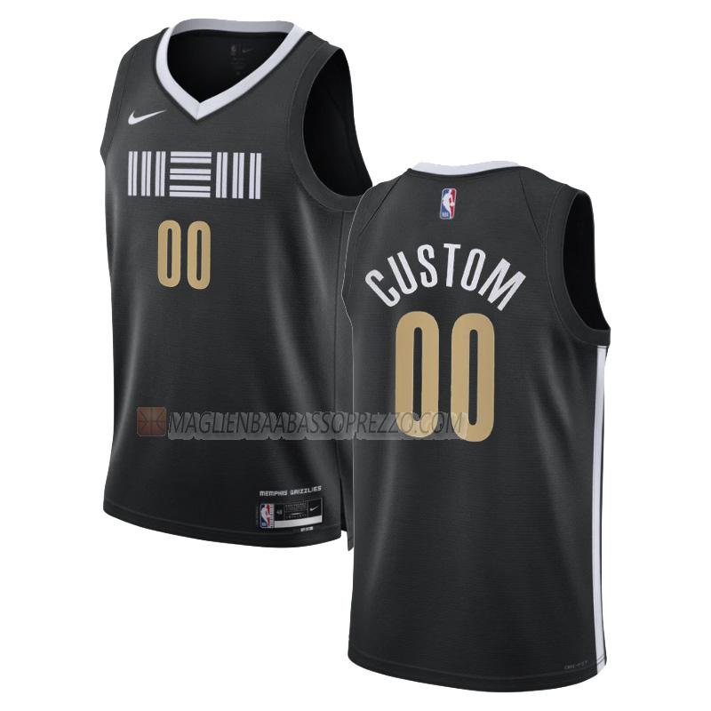 maglia custom memphis grizzlies di 0 uomo city edition 2023-24 nero