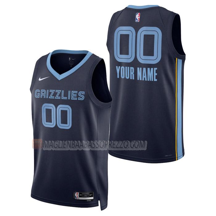 maglia custom memphis grizzlies di uomo icon edition 2023 blu navy