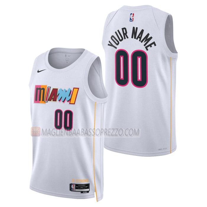 maglia custom miami heat di uomo city edition 2023 bianco