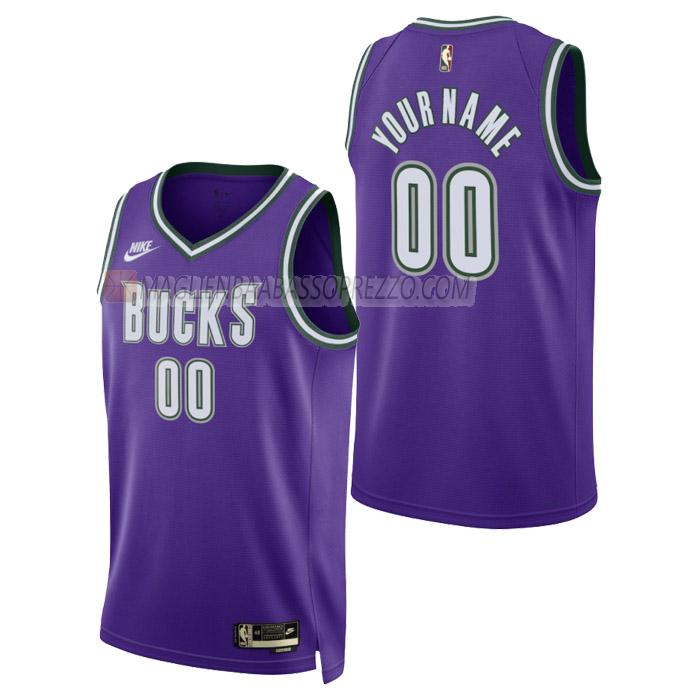 maglia custom milwaukee bucks di uomo classic edition 2023 porpora