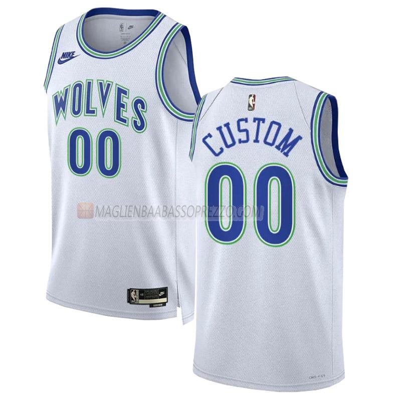 maglia custom minnesota timberwolves di 0 uomo classic edition 2023-24 bianco