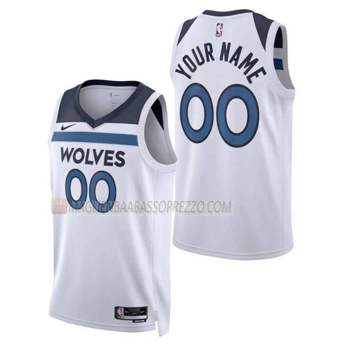 maglia custom minnesota timberwolves di uomo association edition 2023 bianco