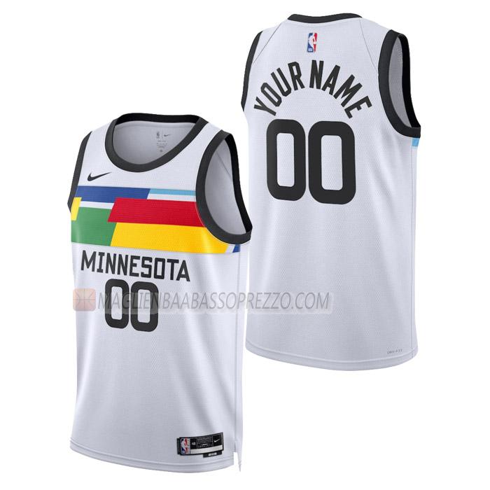 maglia custom minnesota timberwolves di uomo city edition 2023 bianco