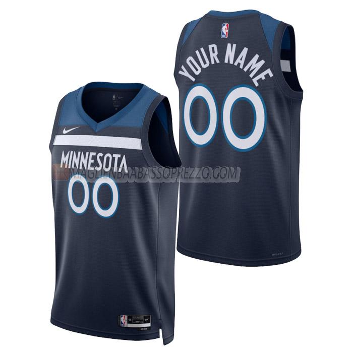 maglia custom minnesota timberwolves di uomo icon edition 2023 blu navy