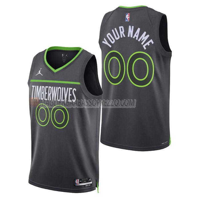 maglia custom minnesota timberwolves di uomo statement edition 2023 nero