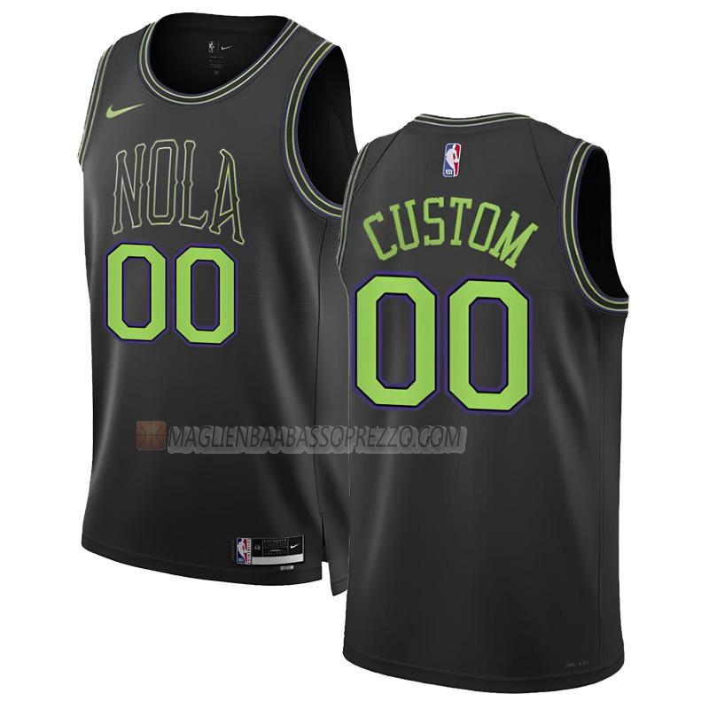 maglia custom new orleans pelicans di 0 uomo city edition 2023-24 nero