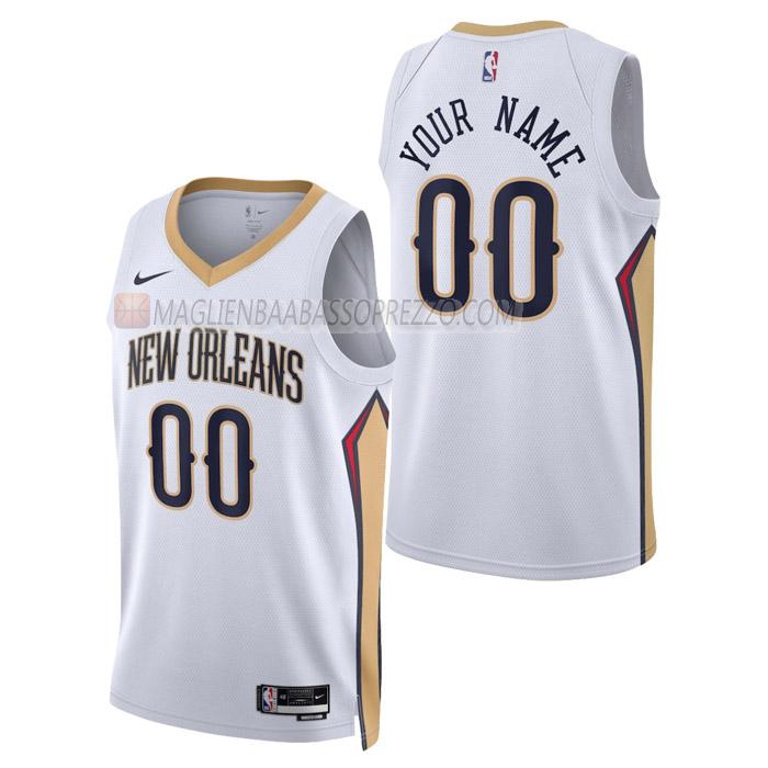 maglia custom new orleans pelicans di uomo association edition 2023 bianco