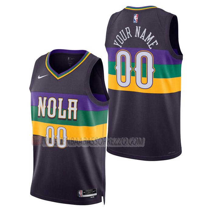 maglia custom new orleans pelicans di uomo city edition 2023 nero