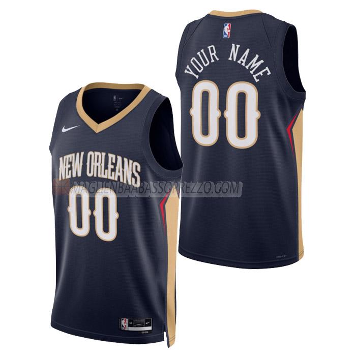 maglia custom new orleans pelicans di uomo icon edition 2023 blu navy