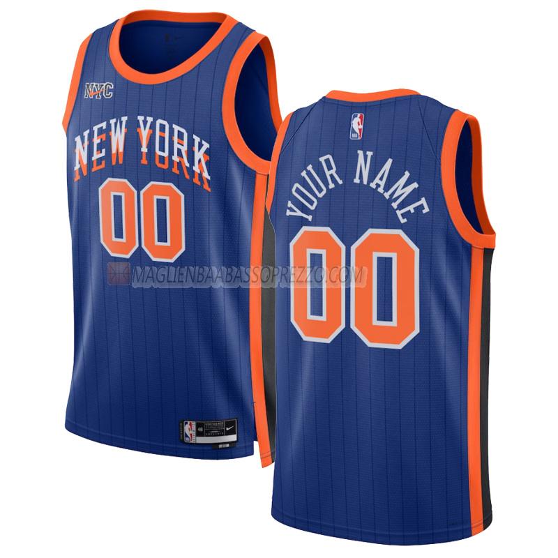 maglia custom new york knicks di 0 uomo city edition 2023-24 blu