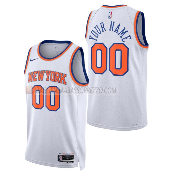 maglia custom new york knicks di uomo association edition 2023 bianco