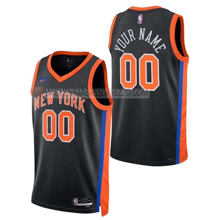 maglia custom new york knicks di uomo city edition 2023 nero