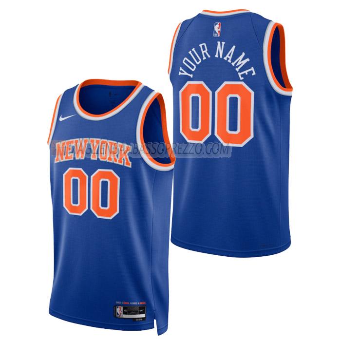 maglia custom new york knicks di uomo icon edition 2023 blu