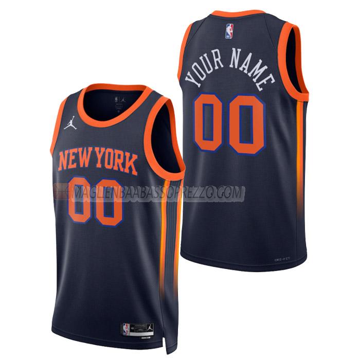 maglia custom new york knicks di uomo statement edition 2023 blu navy