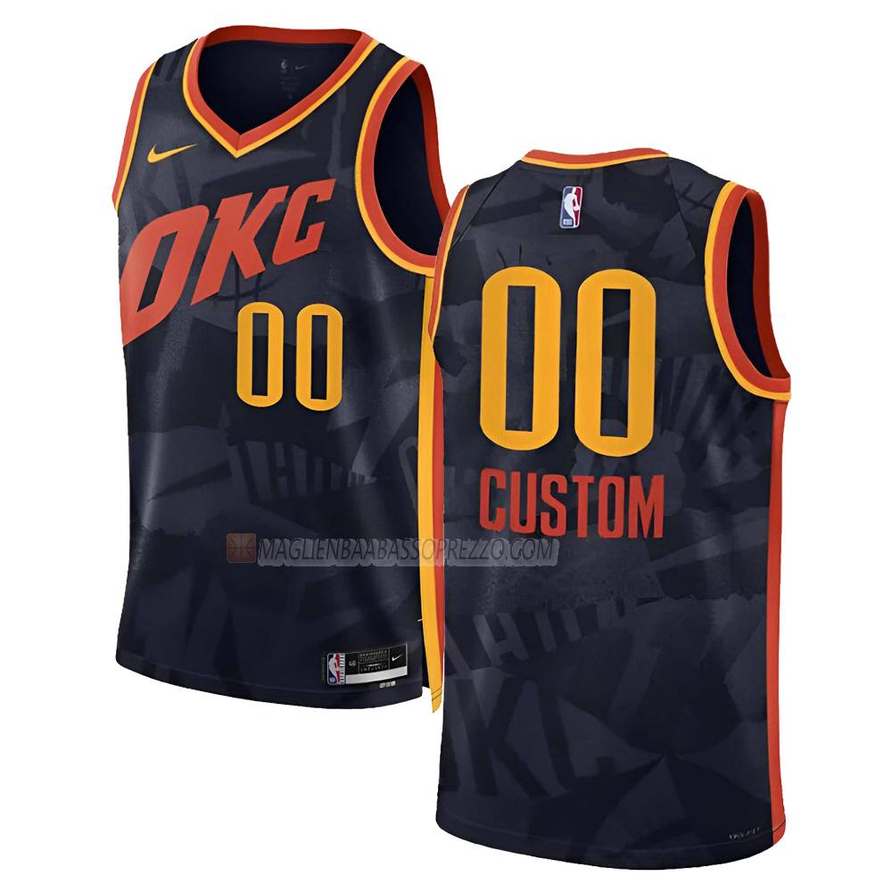 maglia custom oklahoma city thunder di 0 uomo city edition 2023-24 nero