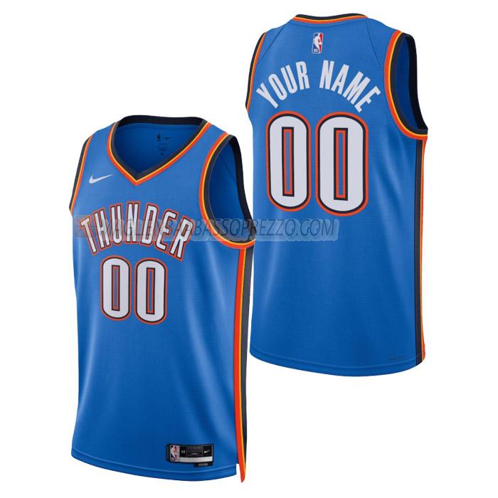 maglia custom oklahoma city thunder di uomo icon edition 2023 blu