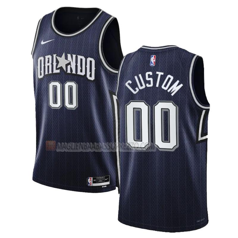 maglia custom orlando magic di 0 uomo city edition 2023-24 blu navy