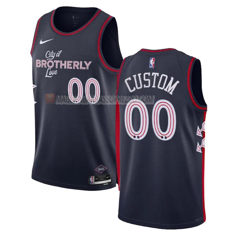 maglia custom philadelphia 76ers di 0 uomo city edition 2023-24 blu navy