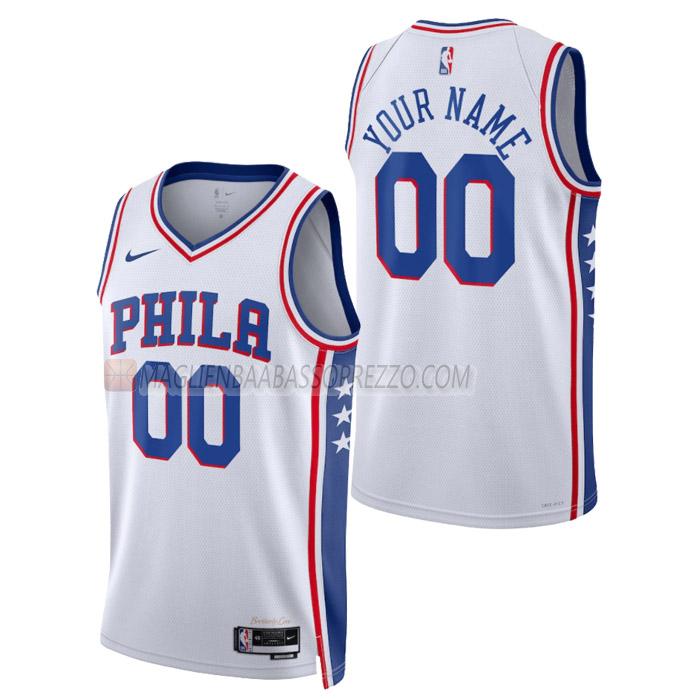 maglia custom philadelphia 76ers di uomo association edition 2023 bianco