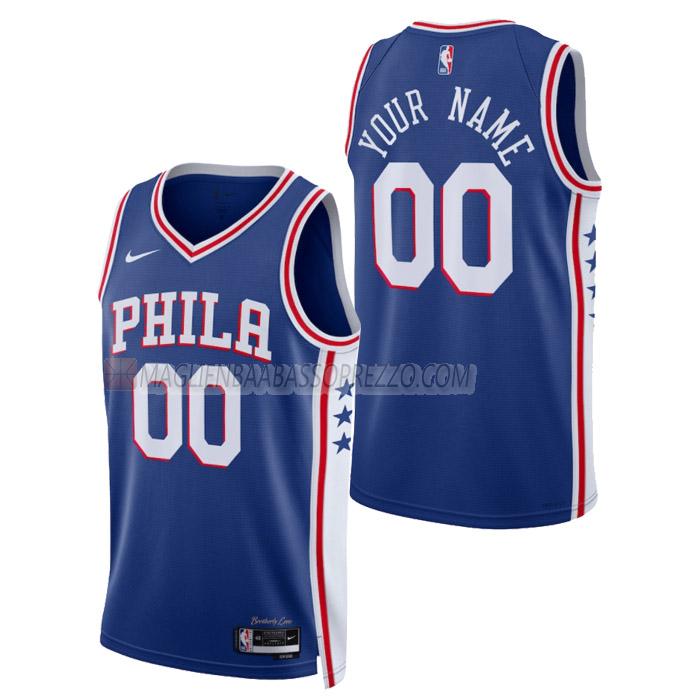 maglia custom philadelphia 76ers di uomo icon edition 2023 blu