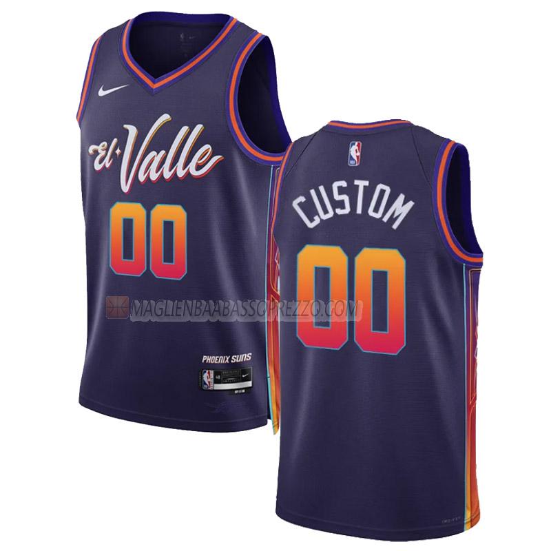 maglia custom phoenix suns di 0 uomo city edition 2023-24 viola