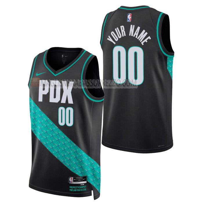 maglia custom portland trail blazers di uomo city edition 2023 nero