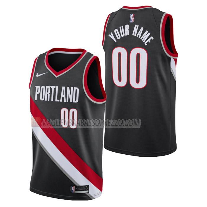 maglia custom portland trail blazers di uomo icon edition 2023 nero