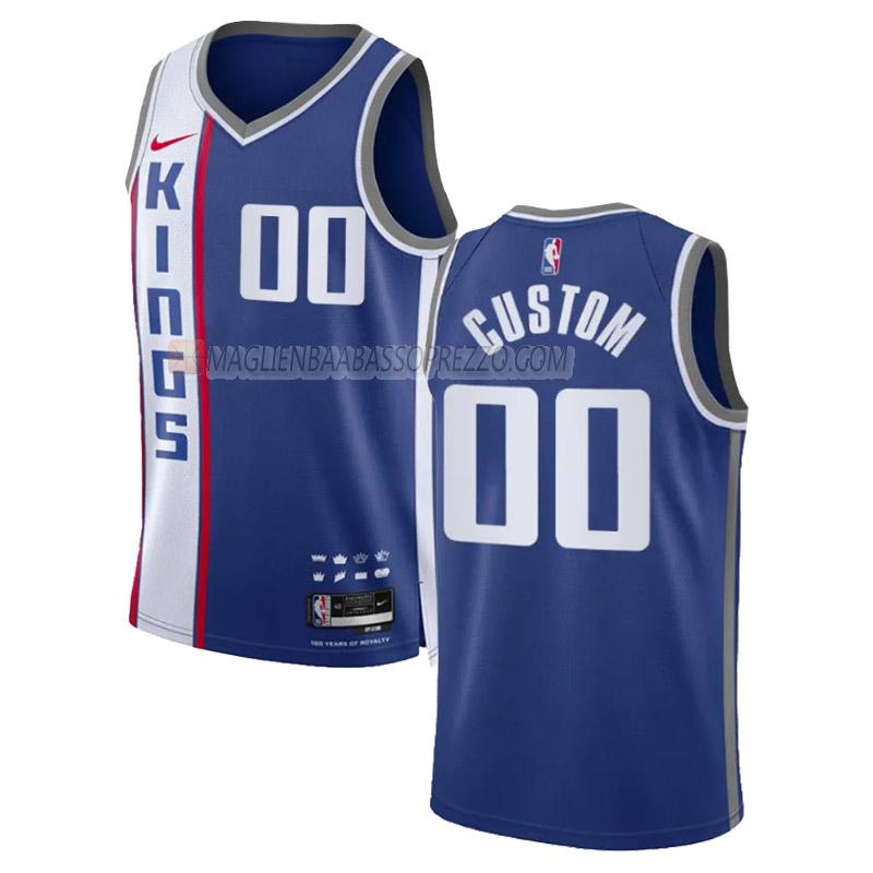 maglia custom sacramento kings di 0 uomo city edition 2023-24 blu