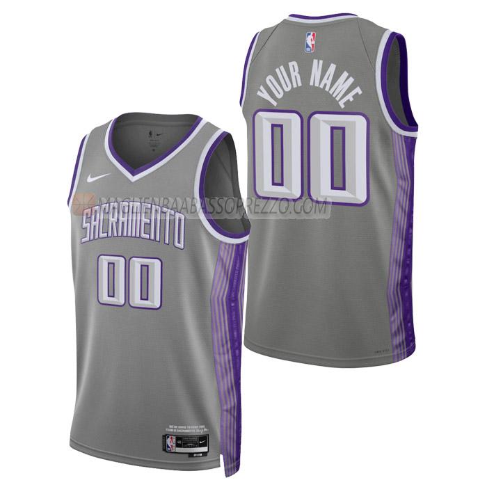 maglia custom sacramento kings di uomo city edition 2023 grigio